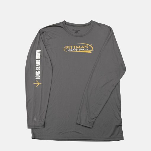 Long Beard Down - Preston Pittman Game Calls Longsleeve Performance Shirt - Grey